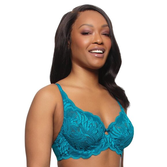 NWT Paramour Peridot Lace Full Coverage Unlined Bra Deep Caribbean Blue 36D - Picture 2 of 10